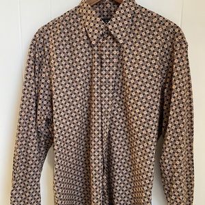IKE Behar New York Vintage Men’s Dress Shirt in Black and Gold. Large